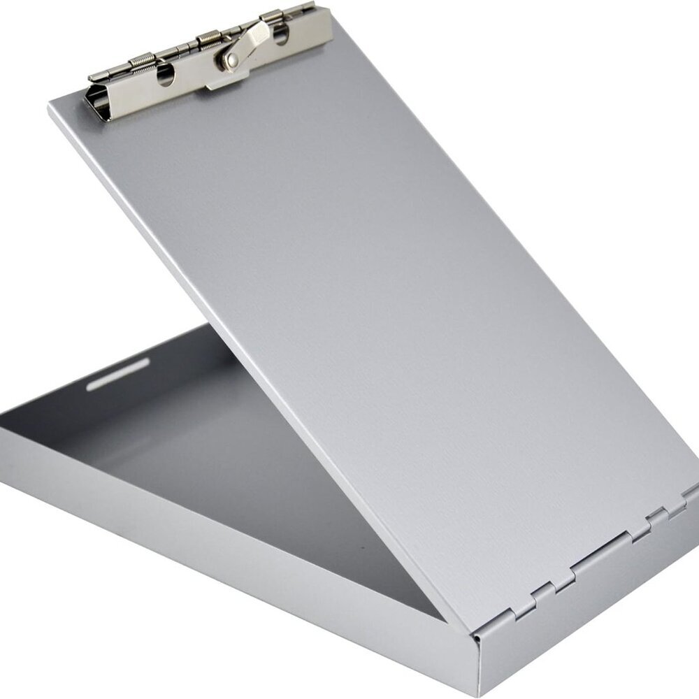 Saunders Silver Memo Size Aluminum Redi Rite Storage Clipboard with 1 Inch Stora